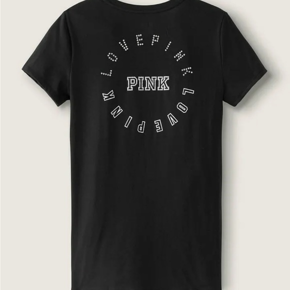 PINK BY VICTORIA’S SECRET NWOT RHINESTONE TEE SHIRT SIZE MEDIUM - Picture 2 of 6